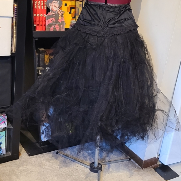 Dark Trad Goth Fairy Long Tulle Designer Skirt - Picture 4 of 5